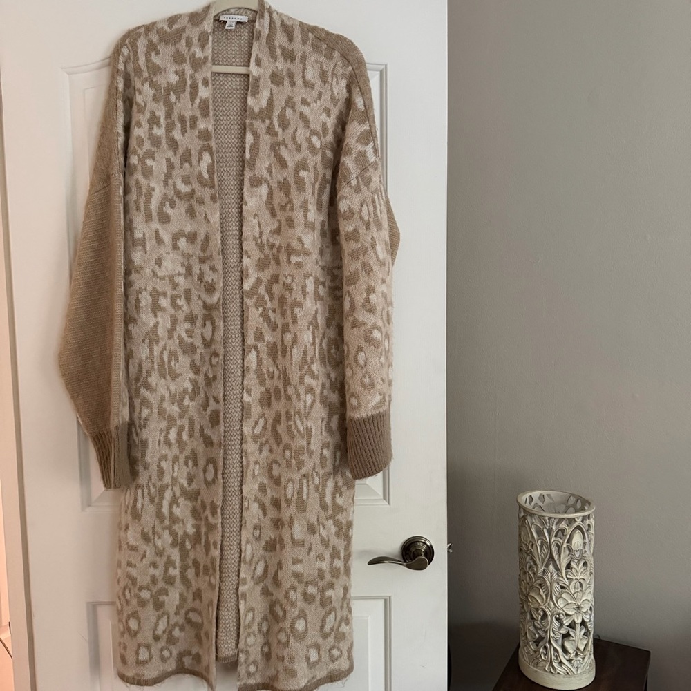 Topshop Leopard Print Long Cardigan – Size US 12 (UK L / EUR 44)